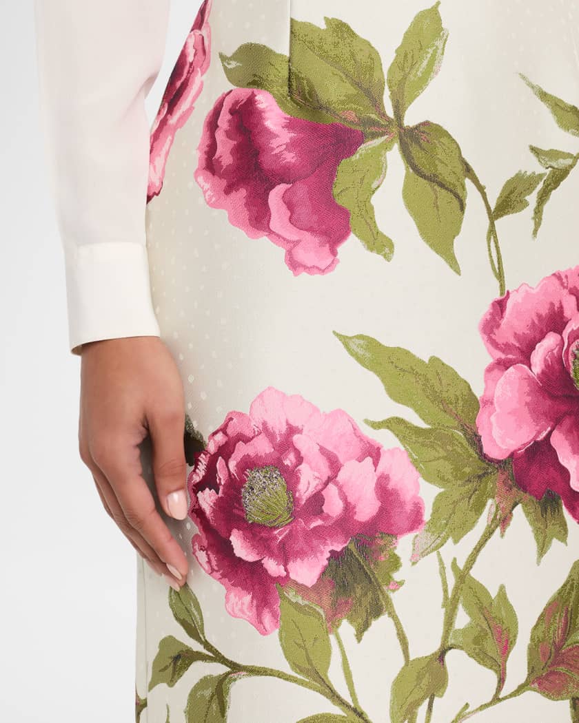 Carolina Herrera Floral Jacquard Midi Pencil Skirt | Neiman Marcus