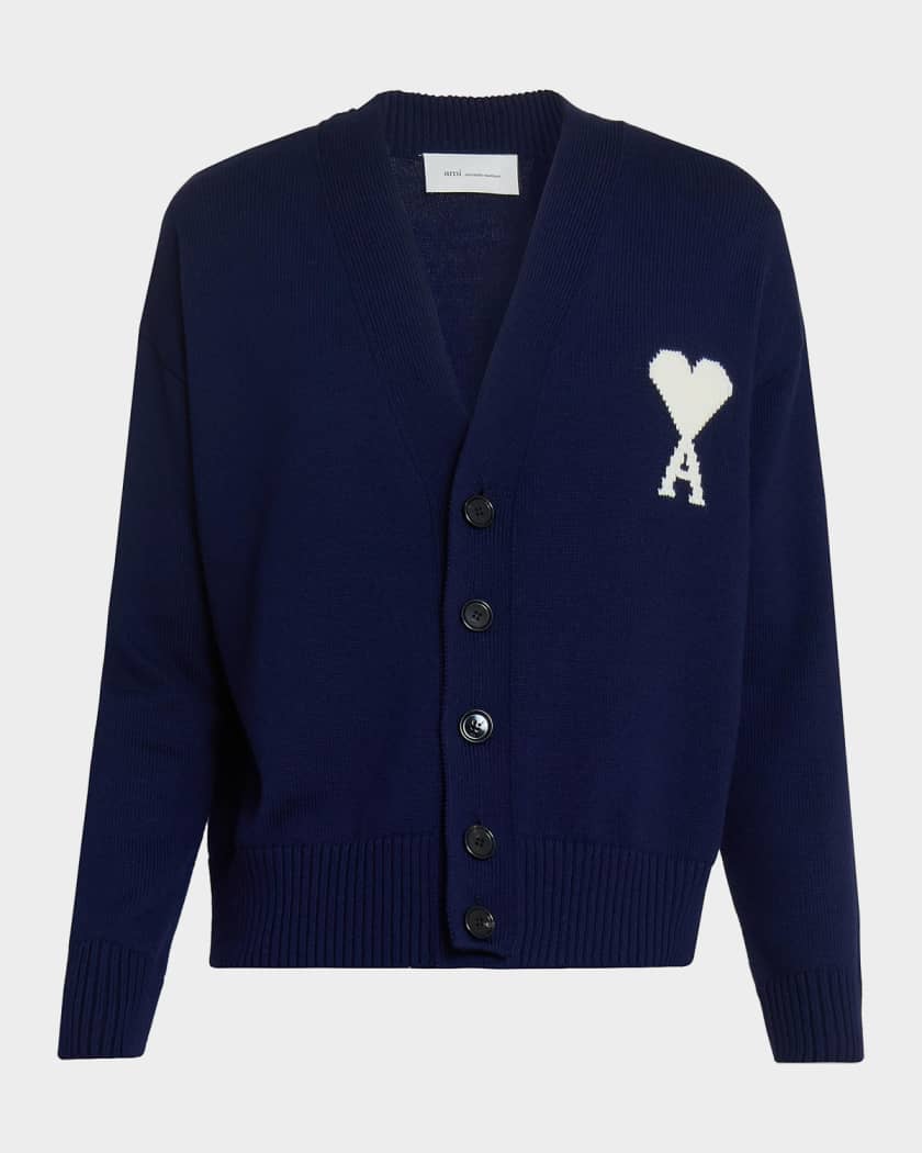 AMI PARIS ニット ネイビー ami paris 23FW❤️ ネイビーニットはカジュアルコーデにもマッチして