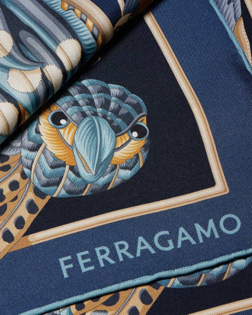 Ferragamo Parrots Print Silk Scarf | Neiman Marcus