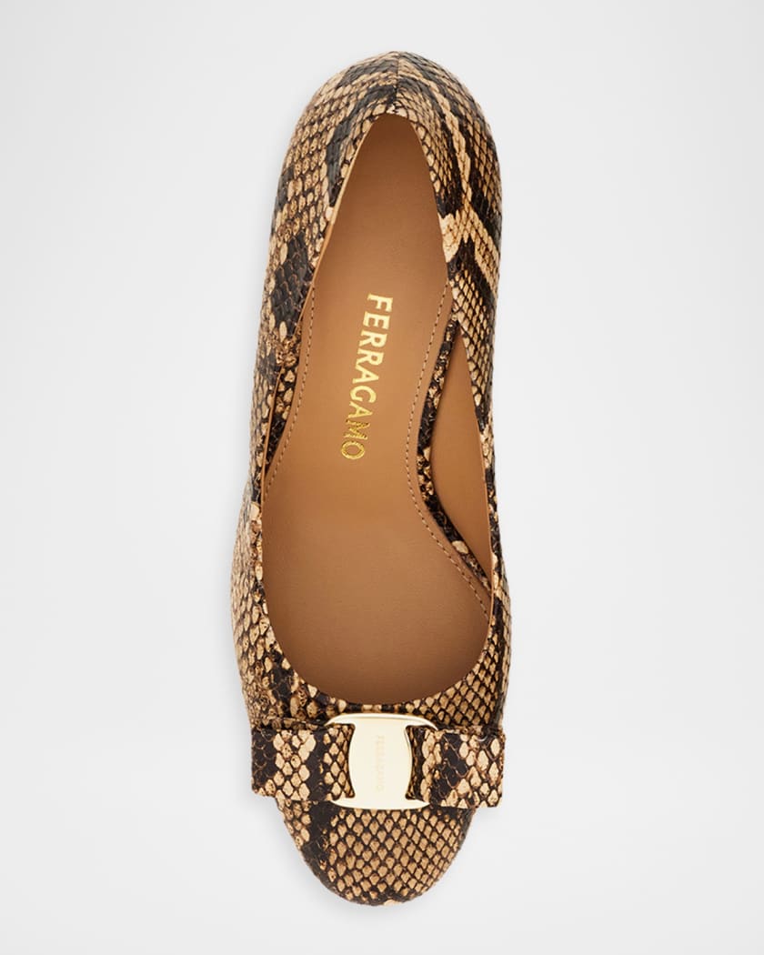 Ferragamo 90mm Carla Snake-Embossed Leather Pumps | Neiman Marcus