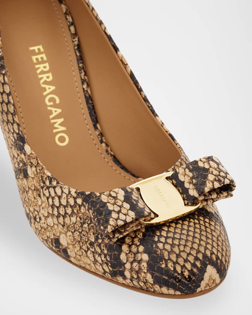 Salvatore Ferragamo CARLA パンプス 6.5 Ferragamo 90mm Carla Snake-Embossed Leather Pumps | Neiman Marcus