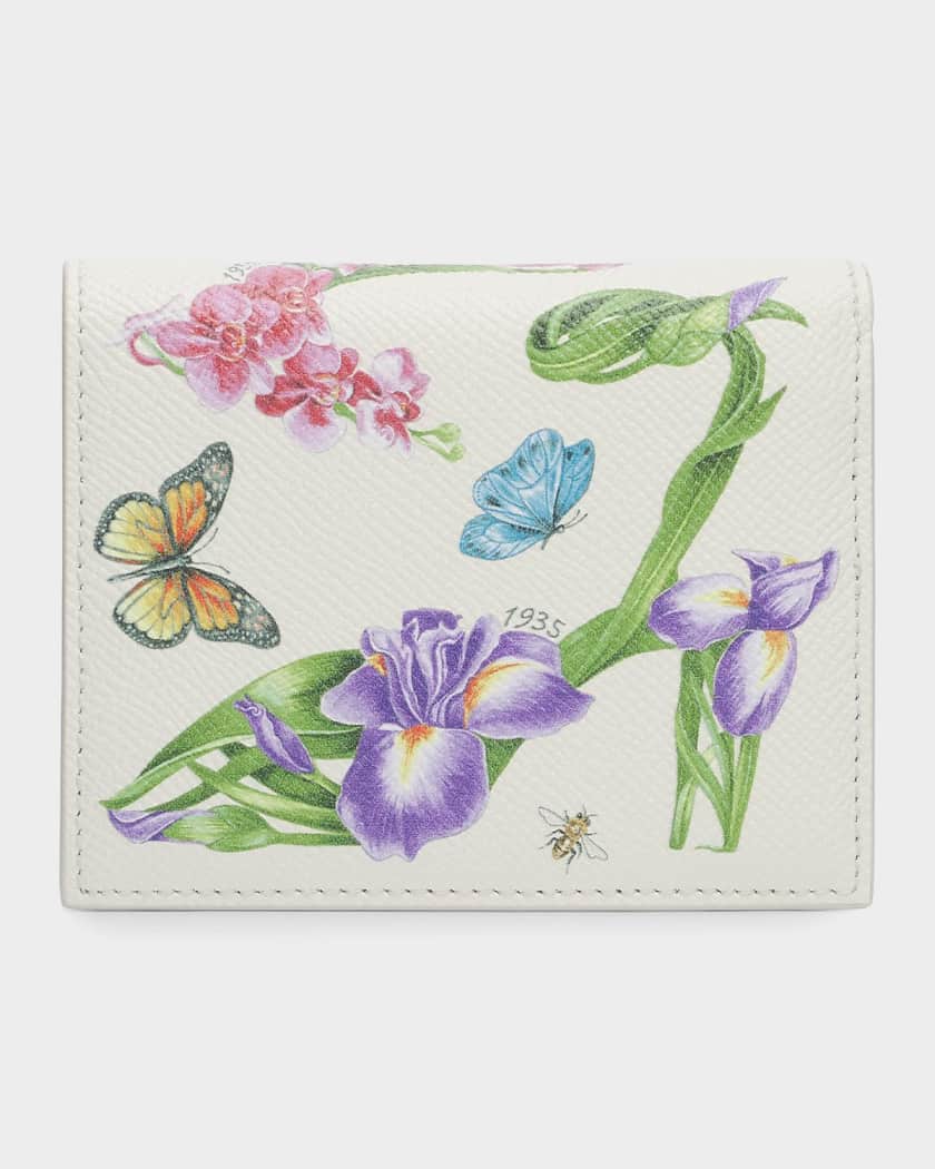 Ferragamo Gancini Floral Leather Compact Bifold Wallet | Neiman Marcus