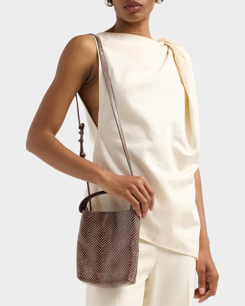 Dries Van Noten Snake-Embossed Leather Top Handle Bag | Neiman Marcus
