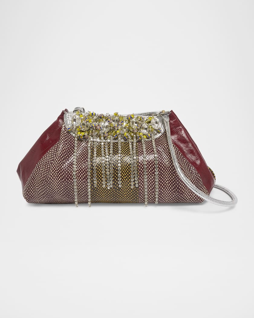 Dries Van Noten Medium Embellished Leather Clutch | Neiman Marcus