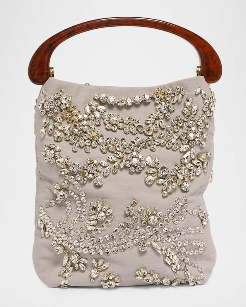 Dries Van Noten Small Floral Crystal Resin Top-Handle Bag | Neiman