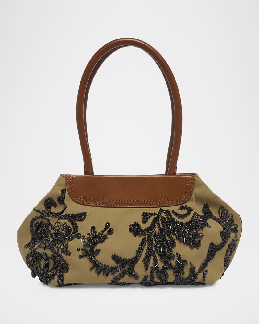 DRIES VAN NOTEN トートバッグ Dries Van Noten Small Beaded Cotton Twill Tote Bag | Neiman Marcus