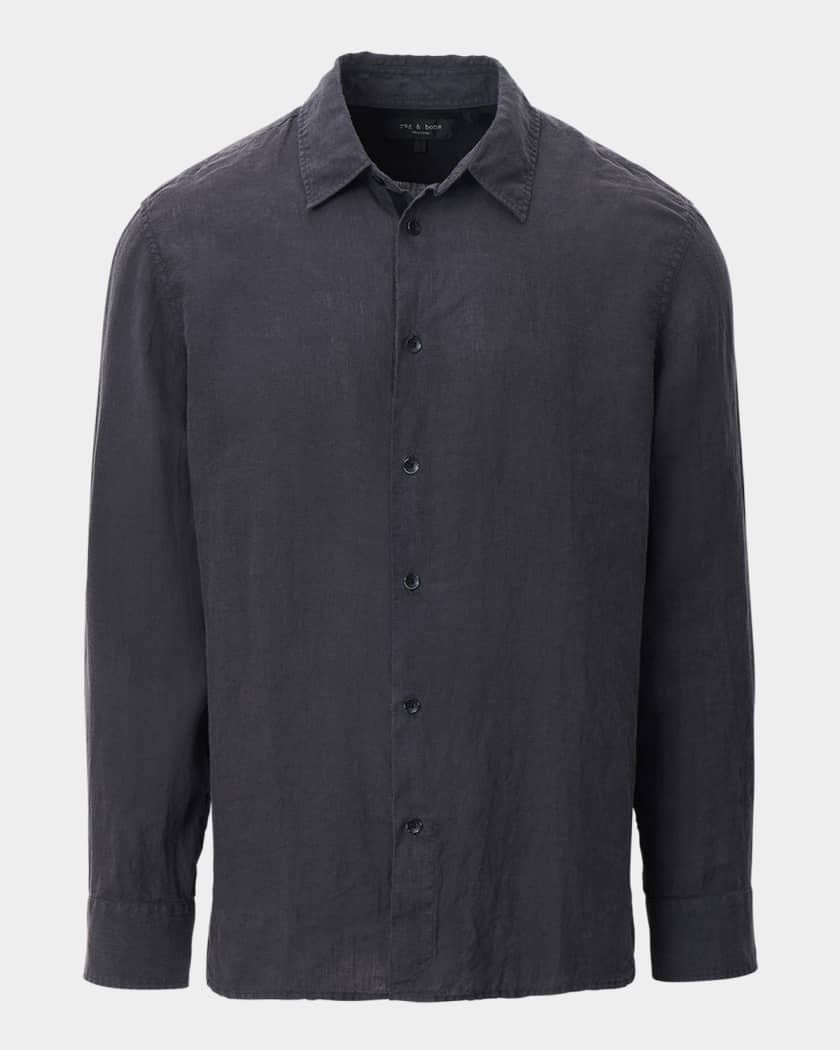 Rag & Bone Men's Finch Linen Button-Down Shirt | Neiman Marcus