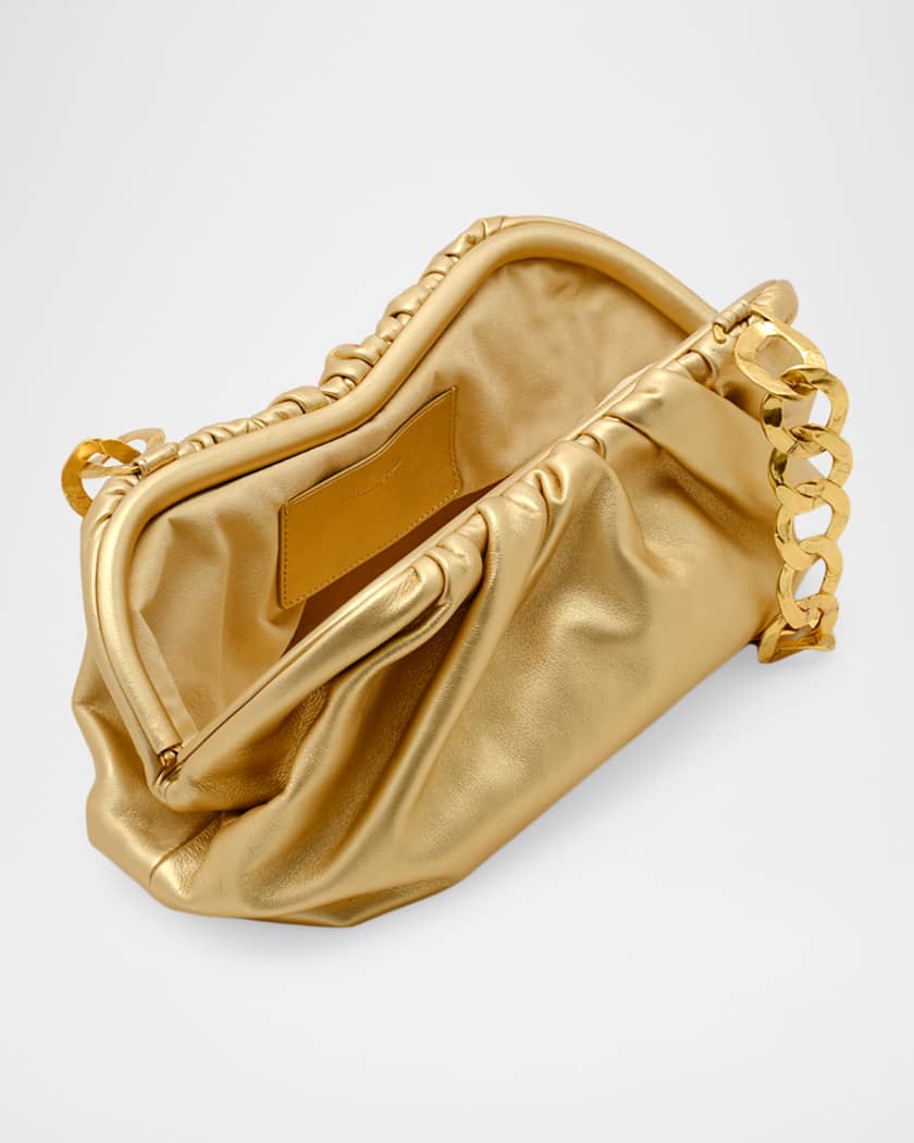 Cult Gaia Dulce Ruched Metallic Leather Shoulder Bag | Neiman Marcus