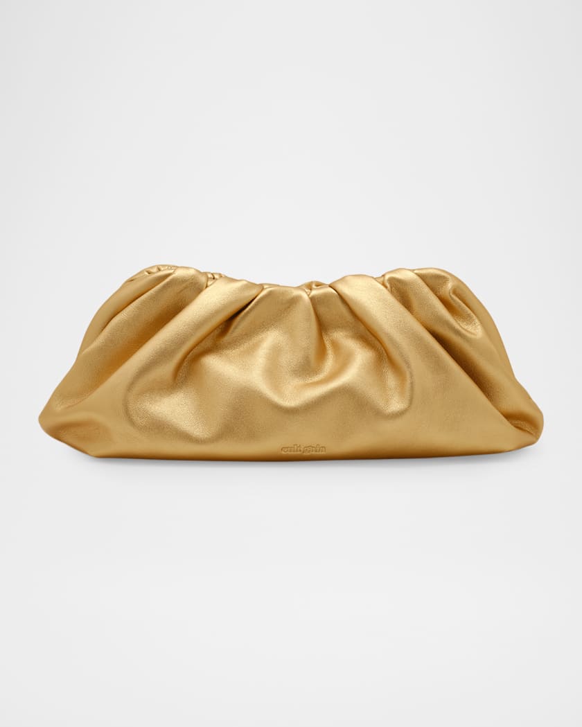 Cult Gaia Dulce Ruched Metallic Leather Shoulder Bag | Neiman Marcus
