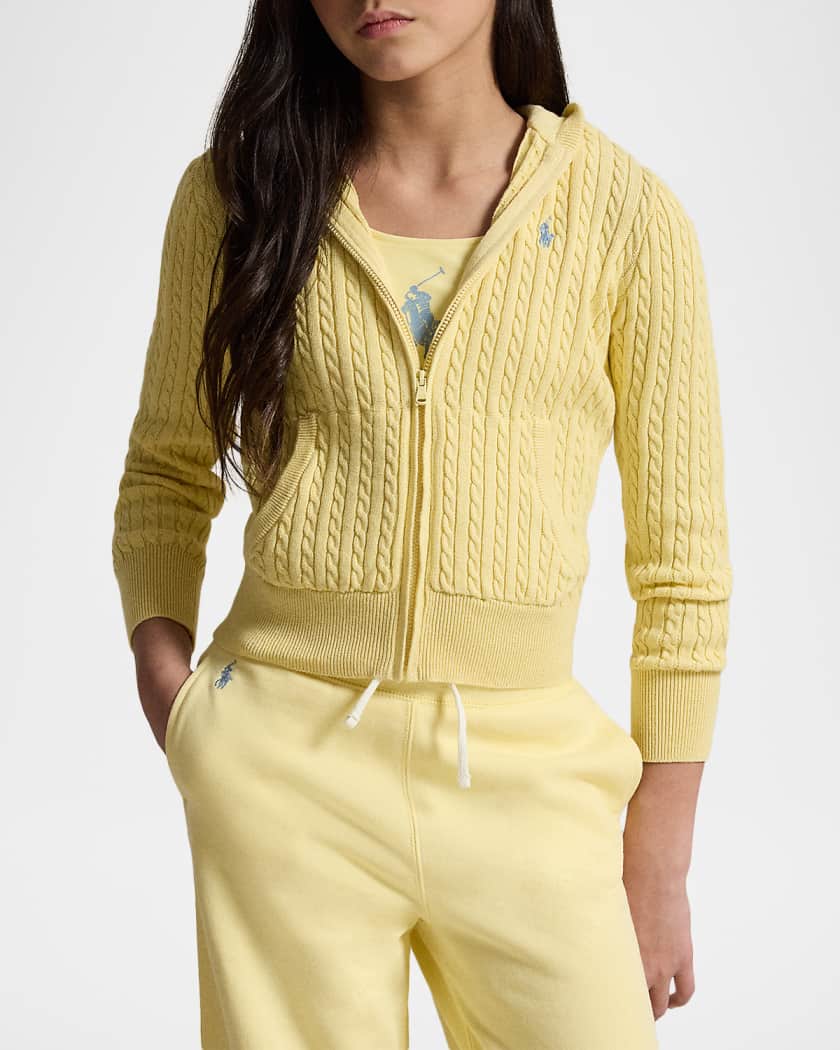 トップス yookooyPolo Ralph Lauren CAMBRIDGE Polo Ralph Lauren Girl's Mini-Cable Cotton Full-Zip Hoodie, S-XL
