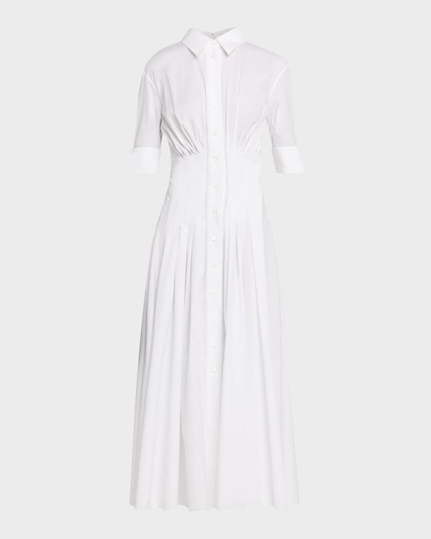 ※まりりん　Pleats collar Chiffon Dress Marni Short-Sleeve Pleated Cotton Poplin Cinched Midi Shirtdress