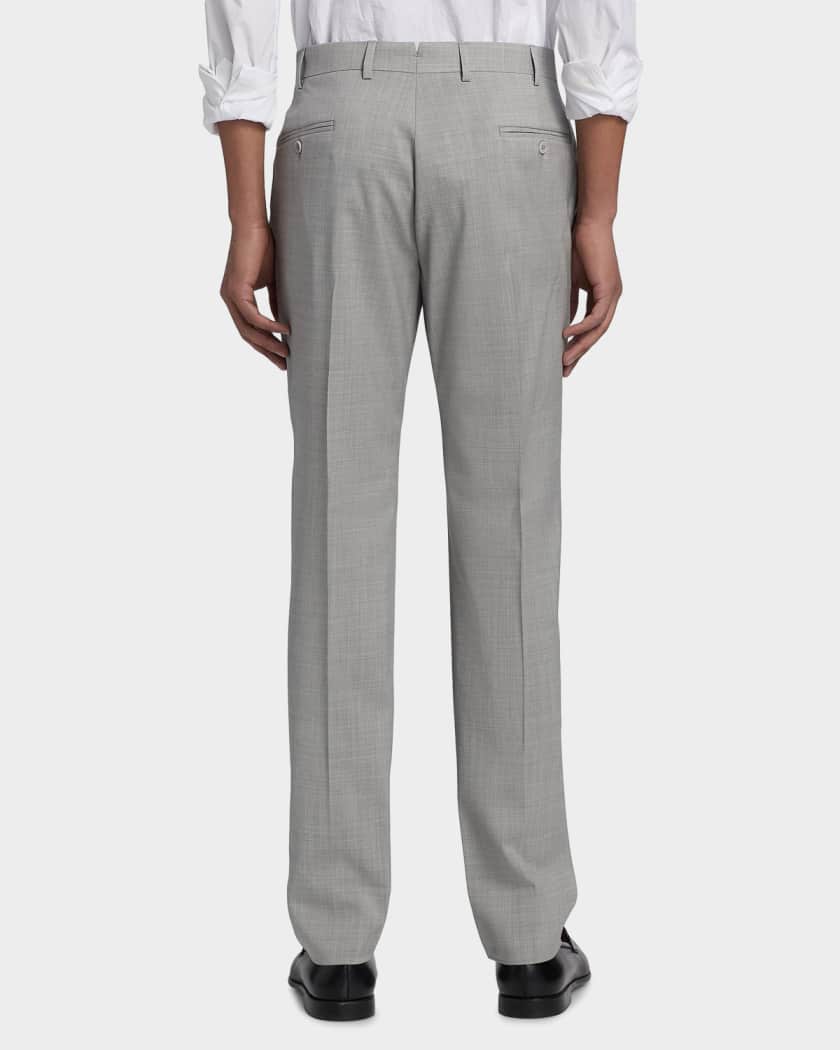 Emporio Armani Men's Wool Sharkskin Flat-Front Trousers | Neiman