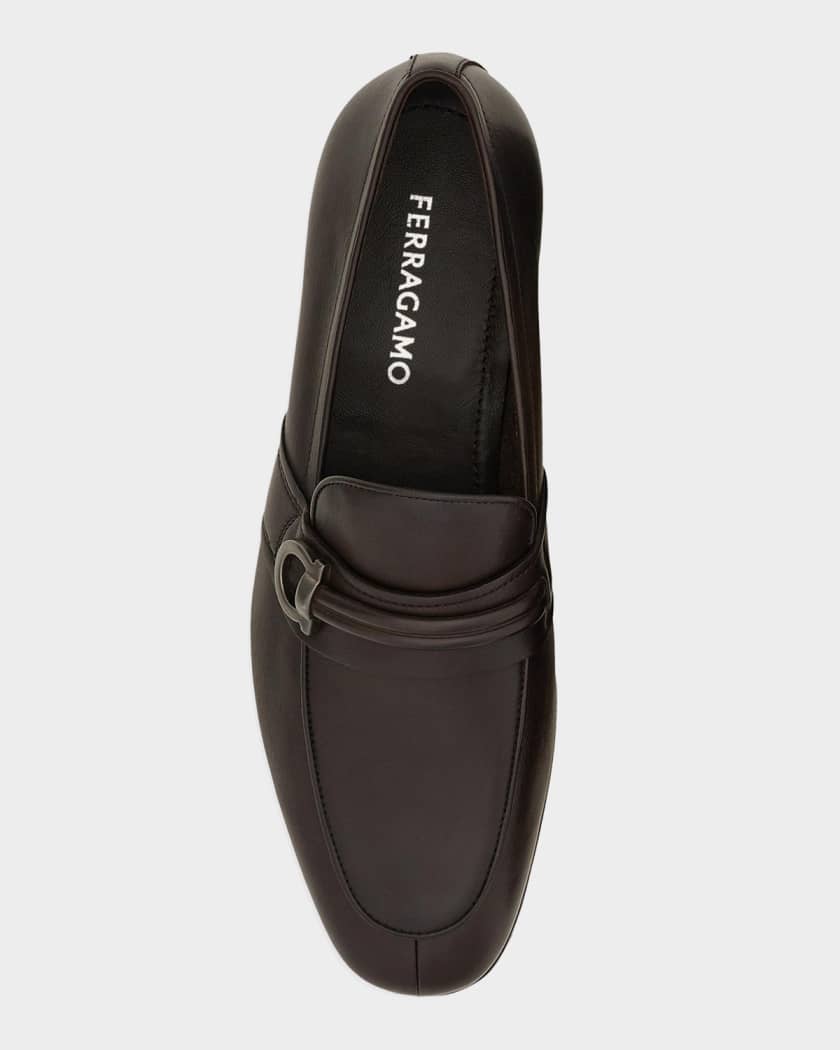 Ferragamo Men's Side-Gancio Leather Loafers | Neiman Marcus