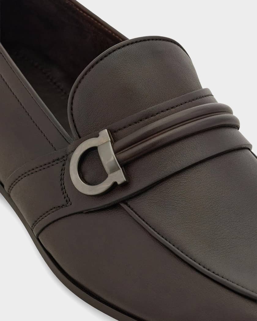 Ferragamo Men's Side-Gancio Leather Loafers | Neiman Marcus