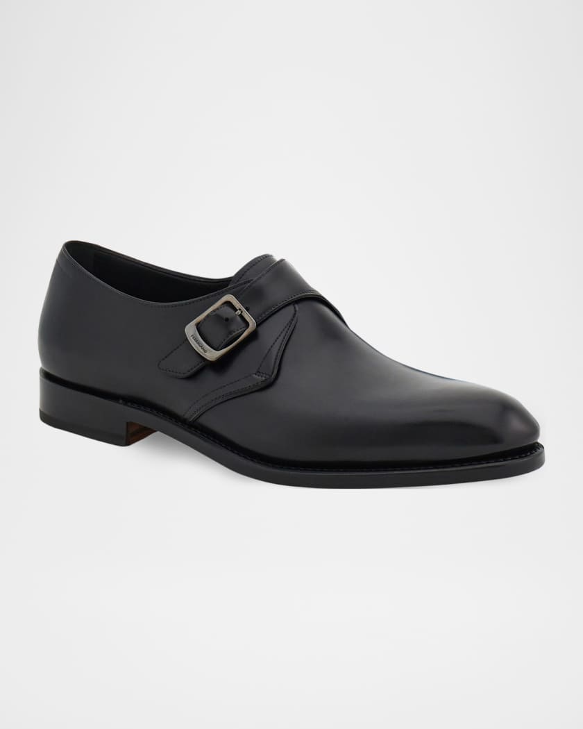 Ferragamo Men's Sullivan Tramezza Leather Monk-Strap Loafers