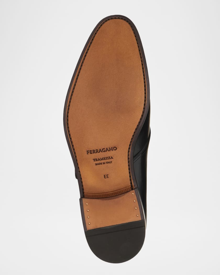 Ferragamo Men's Sullivan Tramezza Leather Monk-Strap Loafers
