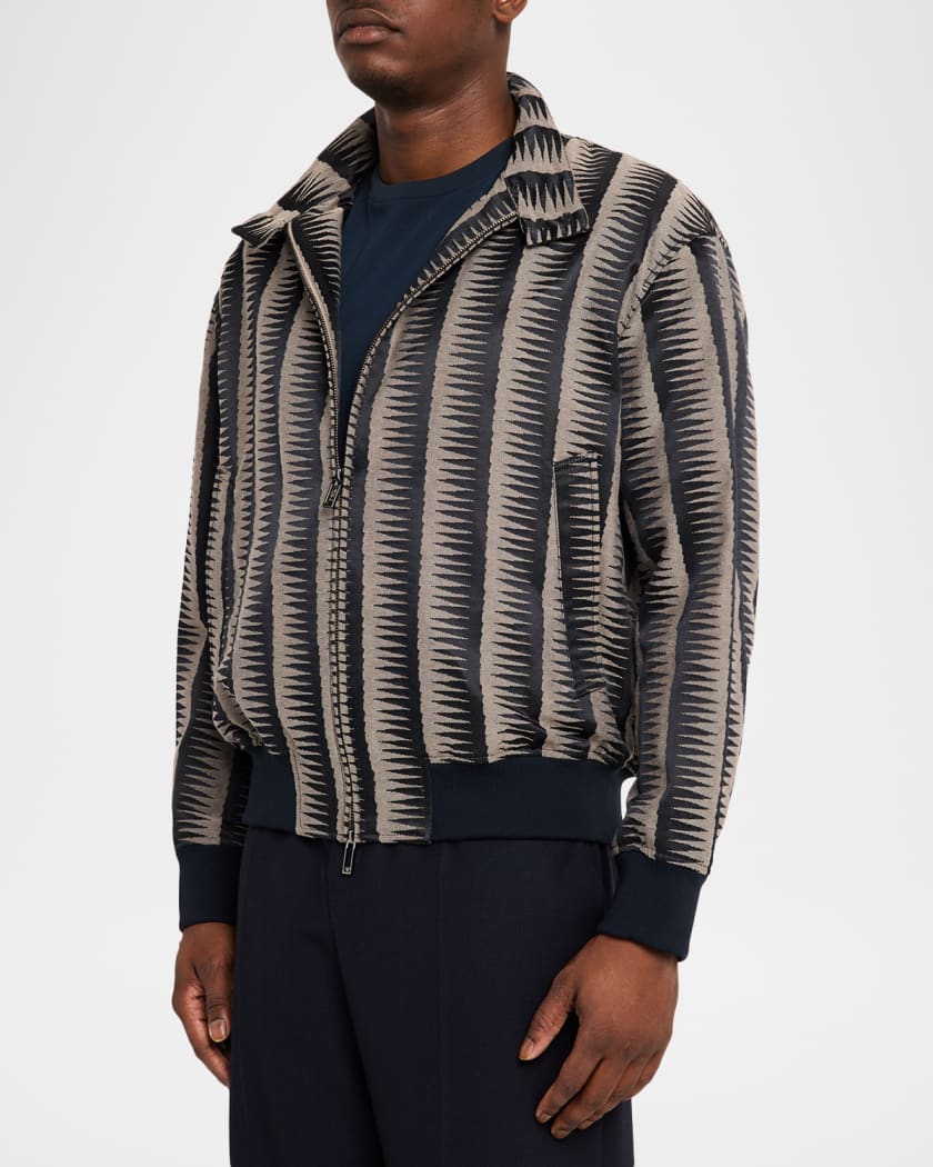 Emporio Armani Men's Stripe Jagged-Edge Bomber Jacket | Neiman Marcus