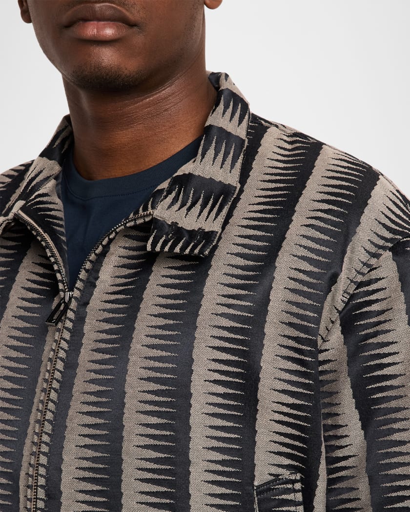 Emporio Armani Men's Stripe Jagged-Edge Bomber Jacket | Neiman Marcus