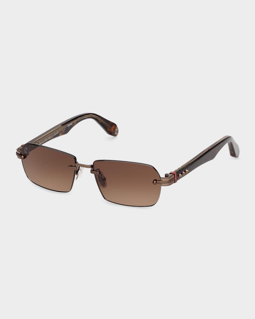 Christian Louboutin メンズ 27.5〜28cm Christian Louboutin Men's Rimless Temple-Spike Metal Rectangle