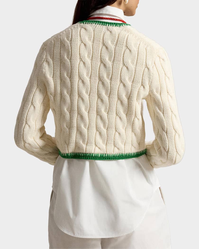 Tangent 　RALPH LAUREN ケーブルニット Polo Ralph Lauren Cable-Knit Stretch Cotton Cropped Cardigan