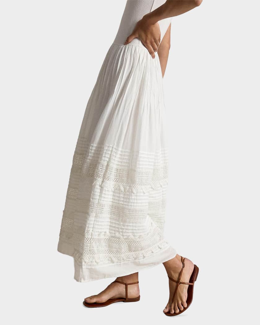 Polo Ralph Lauren Lace-Trim Tank Midi Dress | Neiman Marcus