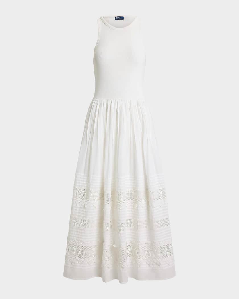 Polo Ralph Lauren Lace-Trim Tank Midi Dress | Neiman Marcus
