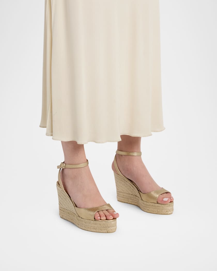 カーペンターBCγ90-180 AGS X CASTANER 110mm Brook Metallic Leather Platform Espadrille