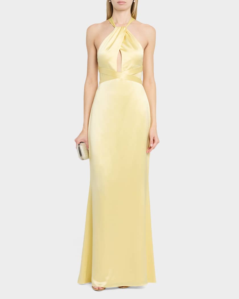 gold retrofete dress Retrofte 5% Spandex Imported Model size XS is 511 wearing size XS RetroFte gold halter dress under