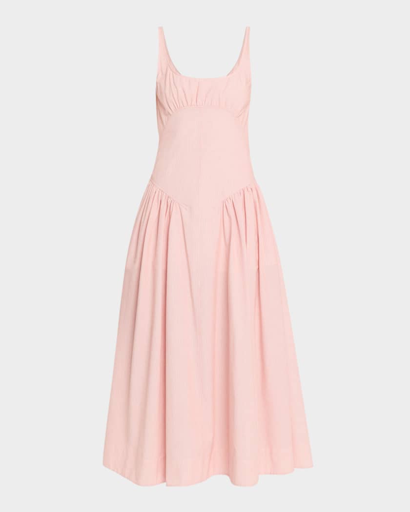 Proenza Schouler White Label Solira Seersucker Fit-&-Flare Midi Dress |  Neiman Marcus