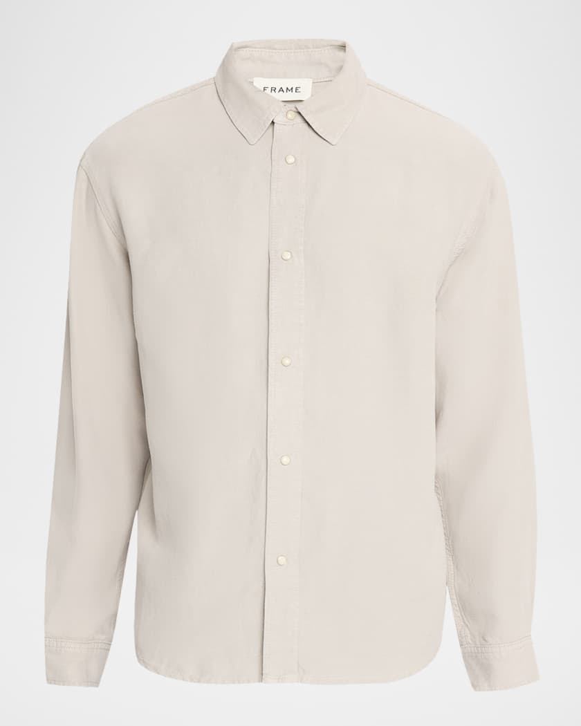 FRAME Men's Classic Fit Linen Blend Snap-Front Shirt | Neiman Marcus
