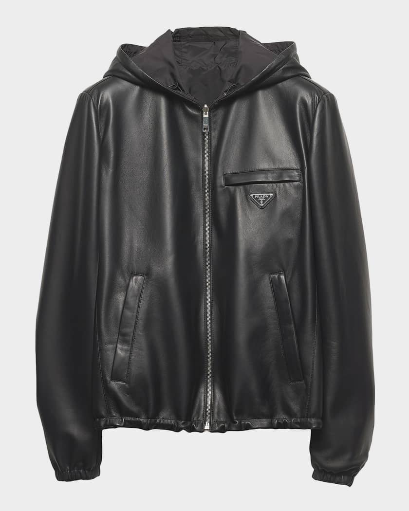 Prada Men's Reversible Nappa Leather & Re-Nylon Jacket | Neiman Marcus