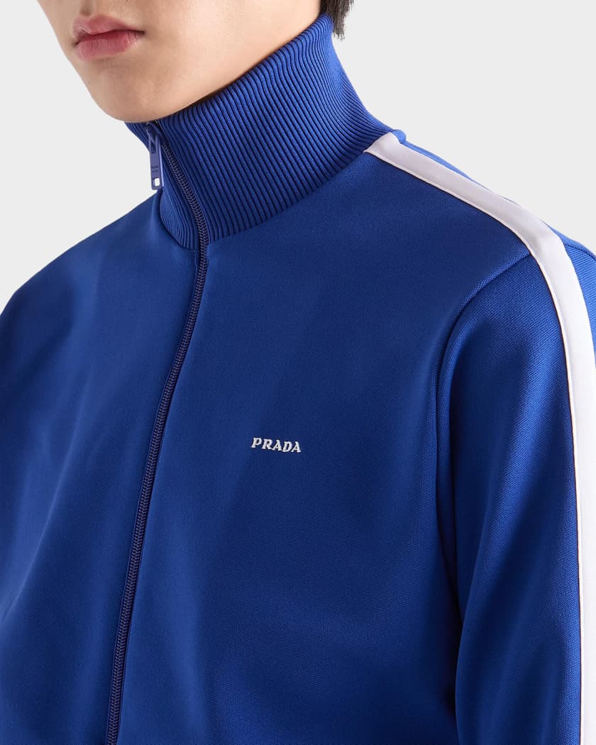 Prada Men's Technical Fabric Zip Track Jacket | Neiman Marcus