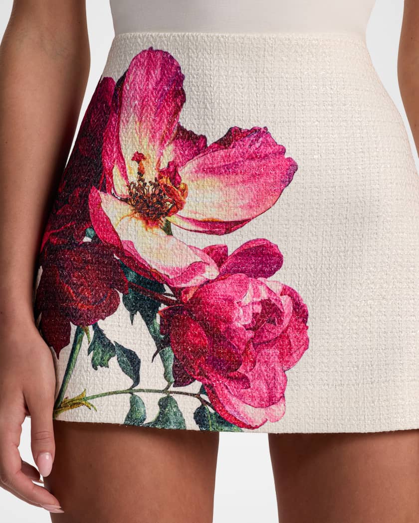 Alice + Olivia Rubi Floral Tweed Micro Mini Skirt | Neiman Marcus
