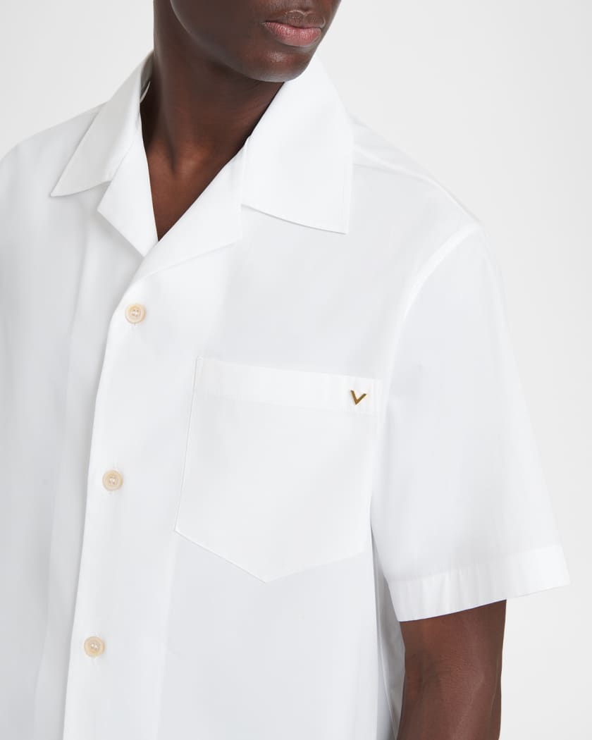 トップス VALENTINO Cotton Poplin Vacation Shirt Valentino Garavani Men's Cotton Poplin Camp Shirt | Neiman Marcus