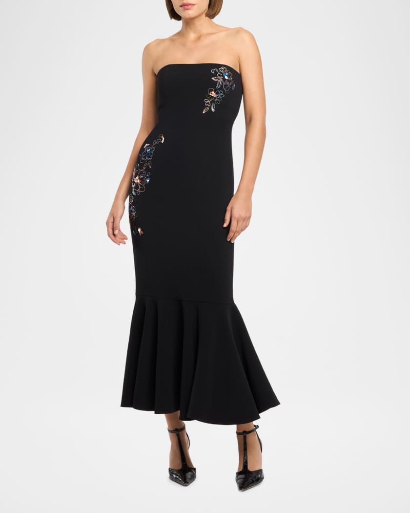 Cinq a Sept Juniper Blooming Linework Strapless Dress | Neiman Marcus