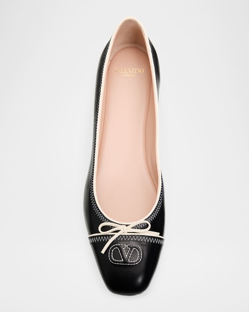 Valentino Garavani VLogo Signature Leather Ballerina Flats