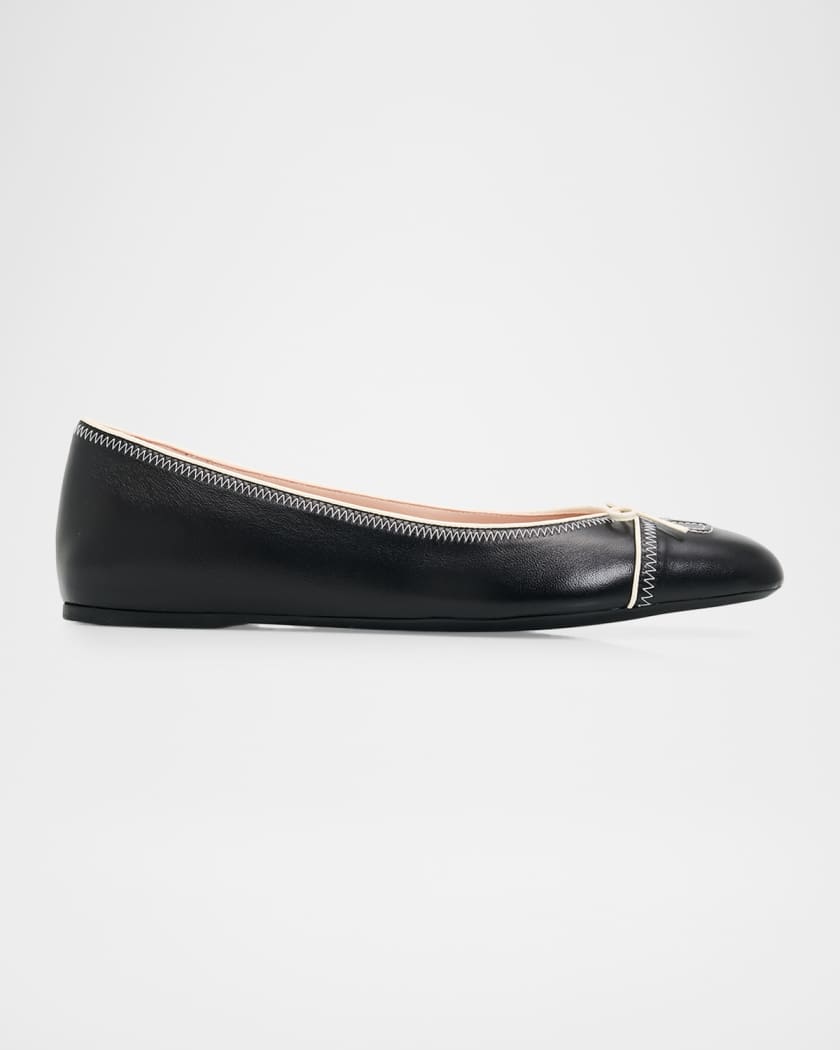 Valentino Garavani VLogo Signature Leather Ballerina Flats