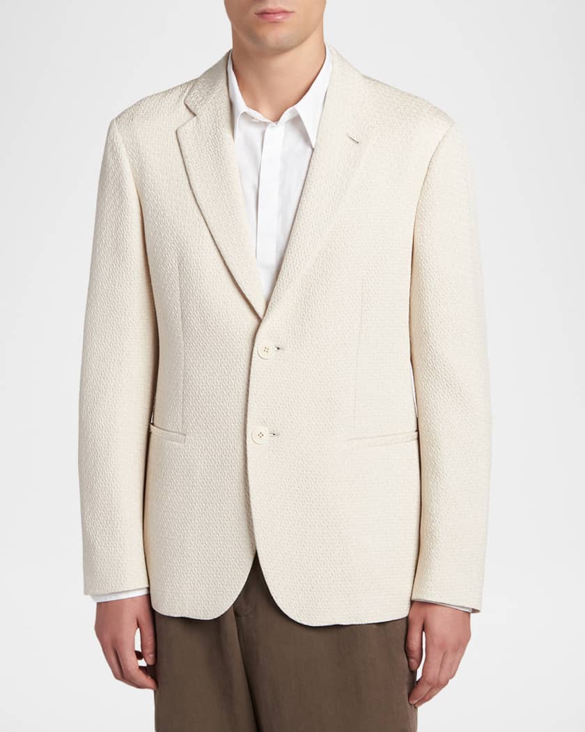 Giorgio Armani Men's Silk and Nylon Jacquard Single-Breasted