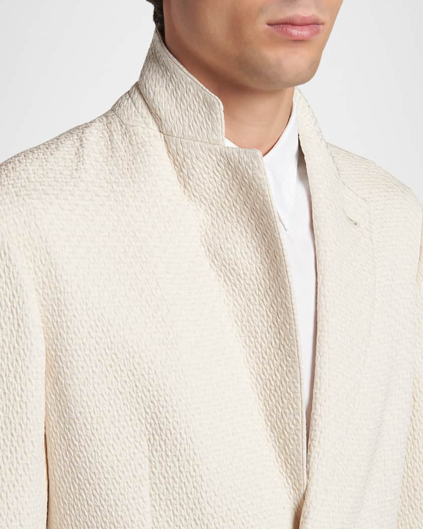 Giorgio Armani Men's Silk and Nylon Jacquard Single-Breasted