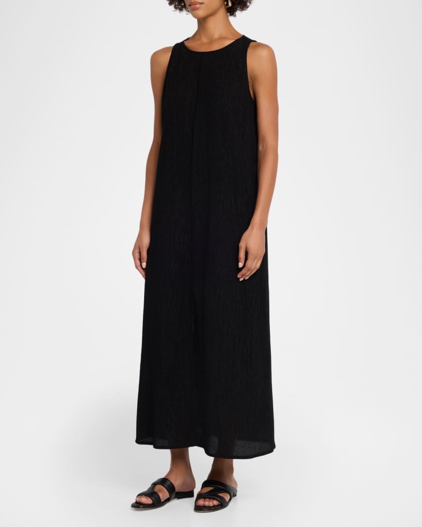 eileen fisher long dresses Fine Jersey Crew Neck Maxi Dress