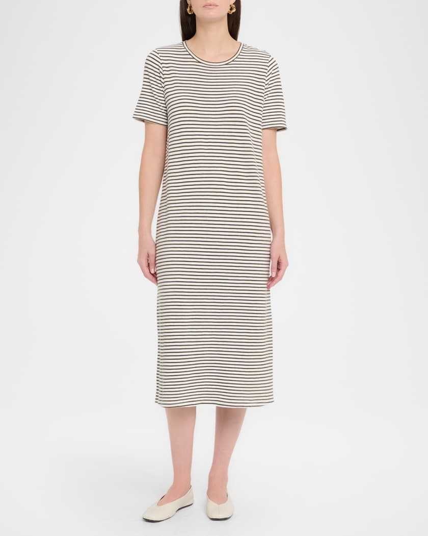 eileen fisher organic cotton stretch jersey dress EILEEN FISHER Dress XS Organic Cotton Stretch Jersey Elbow Sleeve Black USA