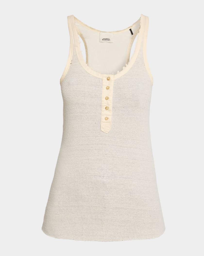 Isabel Marant Helma Silk Rib Button-Front Tank Top | Neiman Marcus