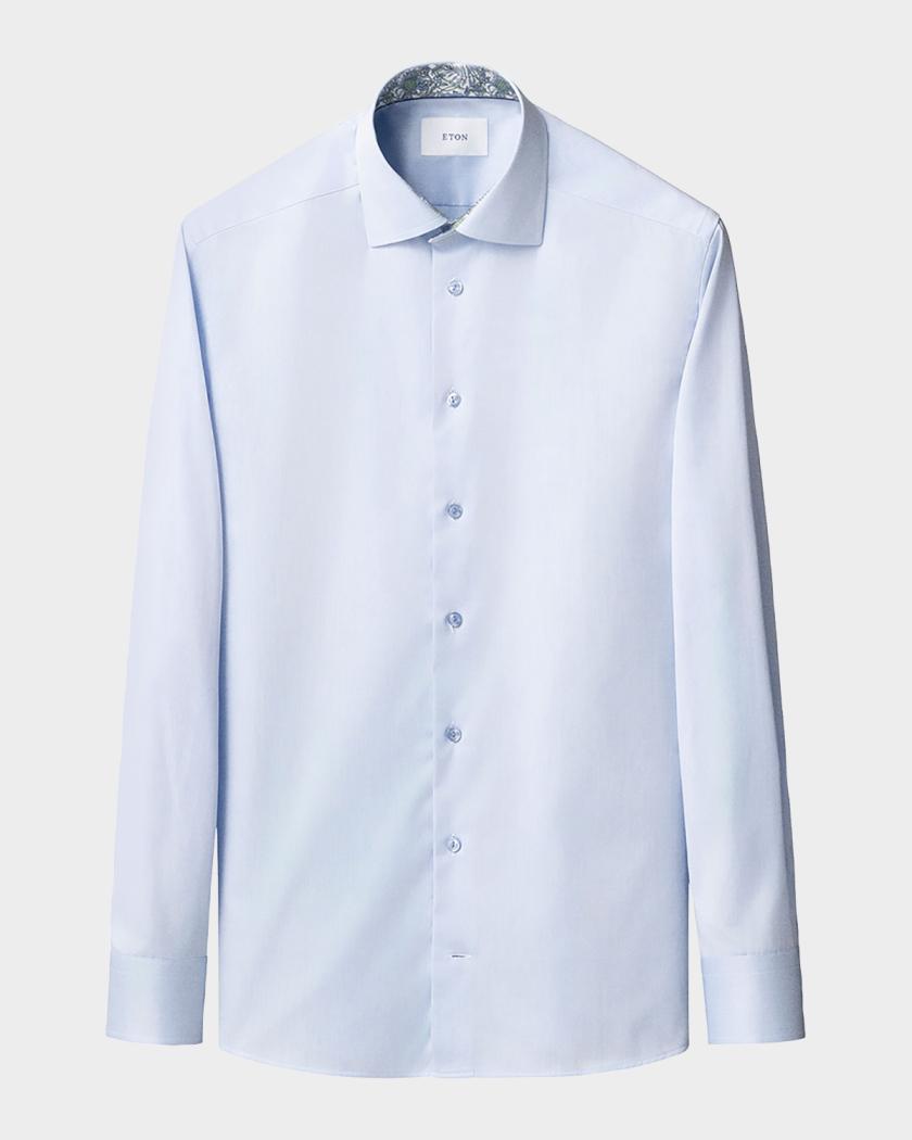 neiman marcus trim fit dress shirt Men's Slim-Fit Organic Cotton Dress Shirt with Medallion Lining