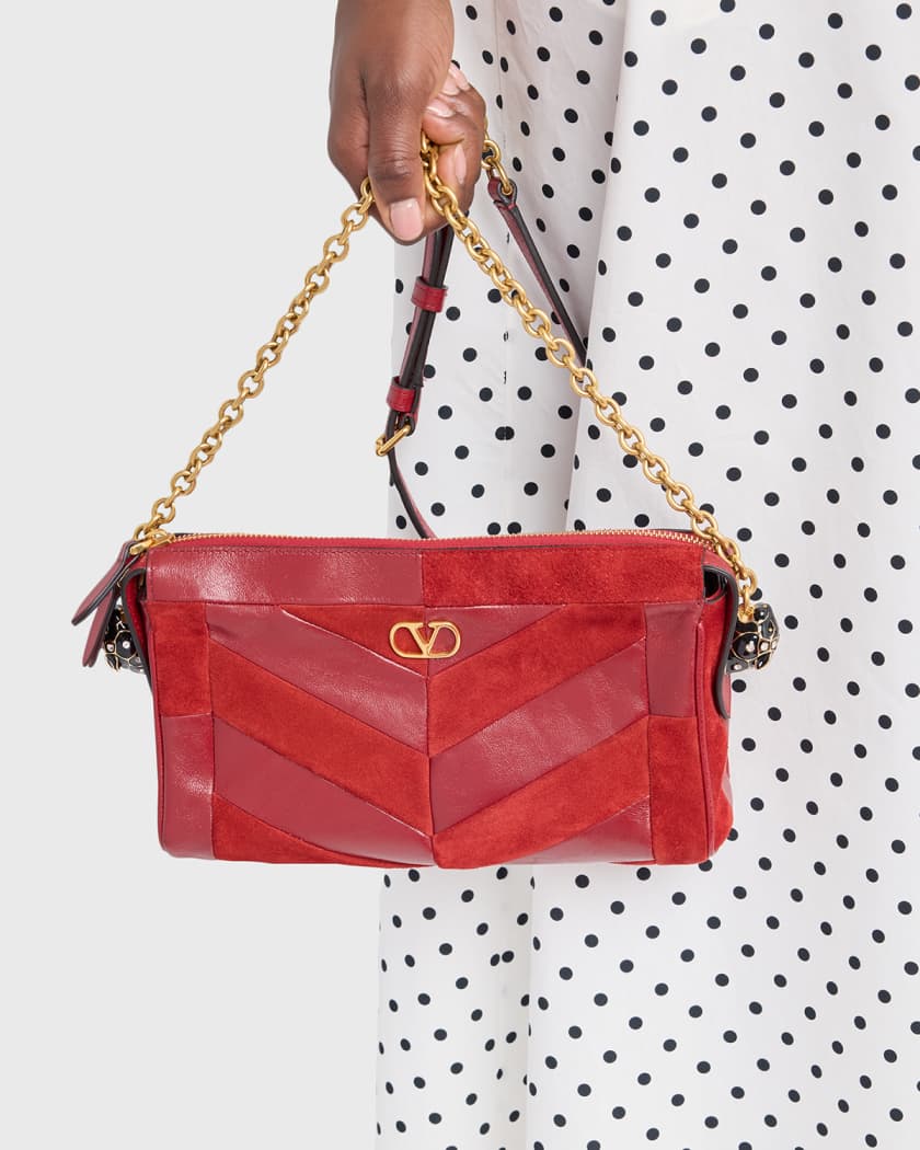 Valentino Garavani Panthea Small Patchwork Chevron Shoulder Bag