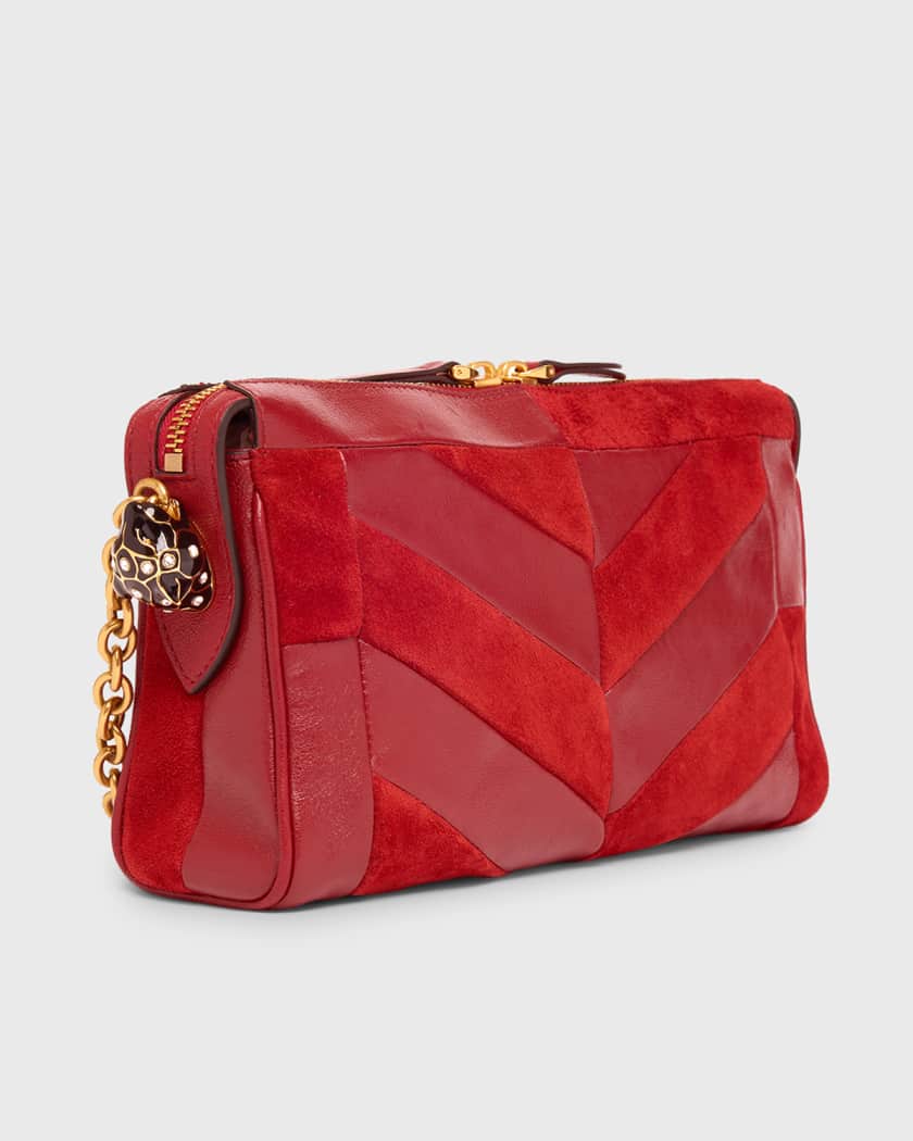 RED VALENTINO フラワーパズル ワンショルダー クラッチ 2WAY Valentino Garavani Panthea Small Patchwork Chevron Shoulder Bag