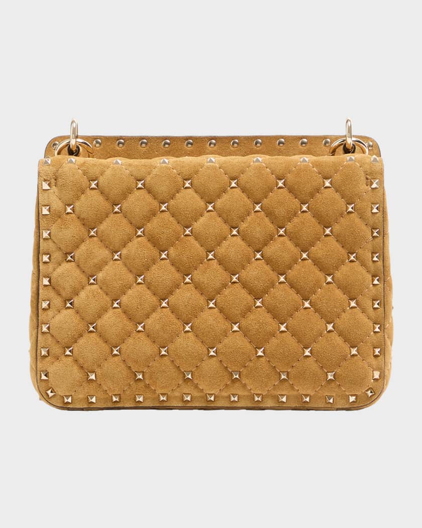 Valentino Garavani Quilted Rockstud Suede Shoulder Bag | Neiman Marcus