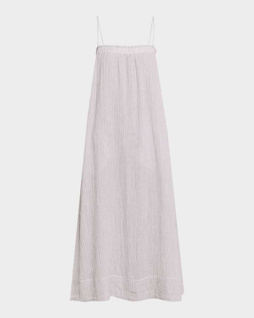 Eileen Fisher - Women's Striped Organic Cotton Gauze Cami Dress - Brown - Size: 2X regular