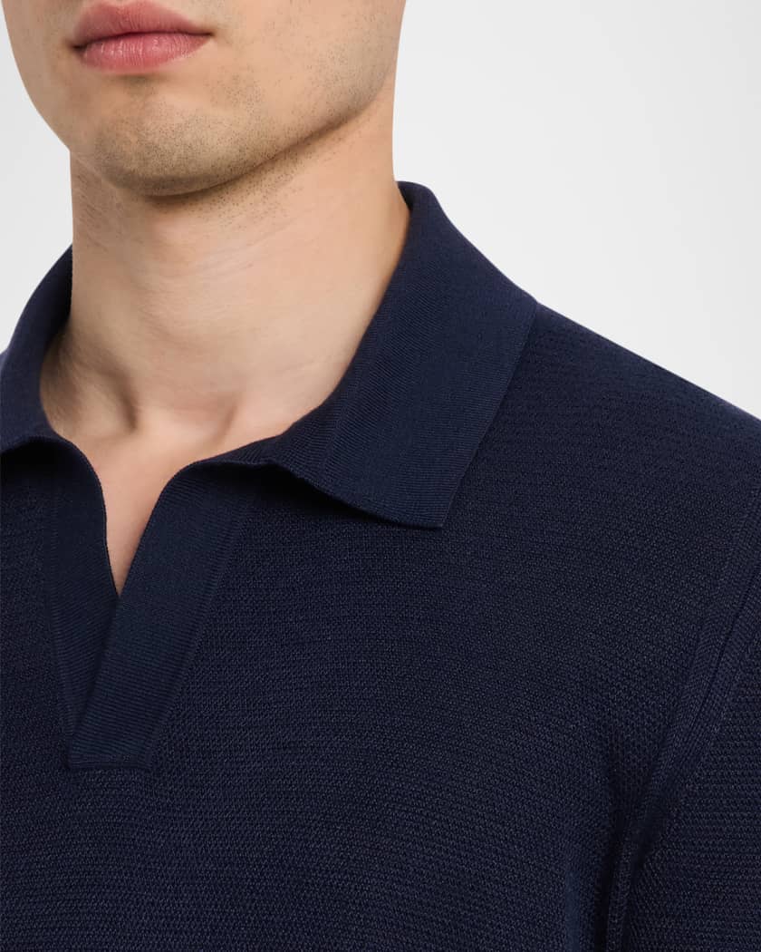ZEGNA Men's Cashmere and Mulberry Silk Waffle Knit Polo Sweater