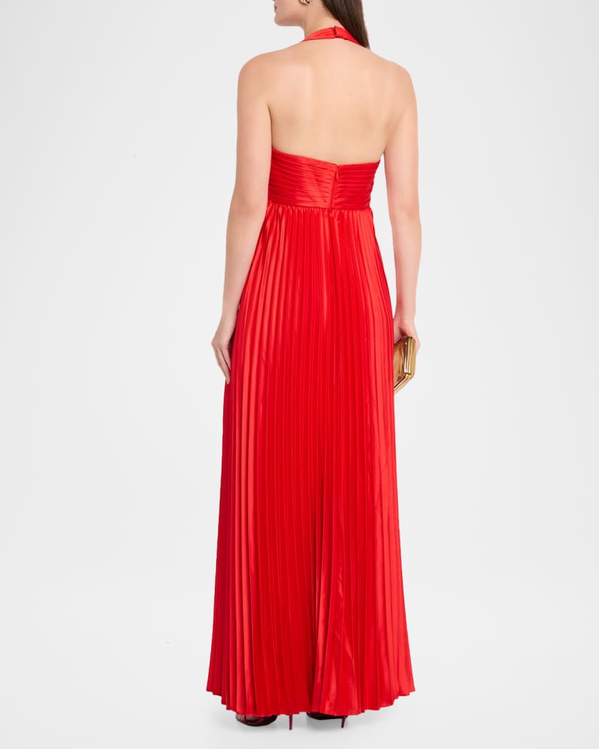 aidan by aidan mattox pleated halter midi dress Aidan Mattox Pleated Stretch Charmeuse Halter Gown
