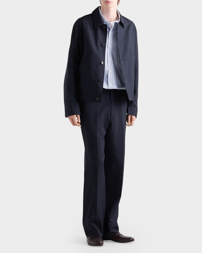 Prada Men's Straight-Fit Mohair-Wool Pants | Neiman Marcus